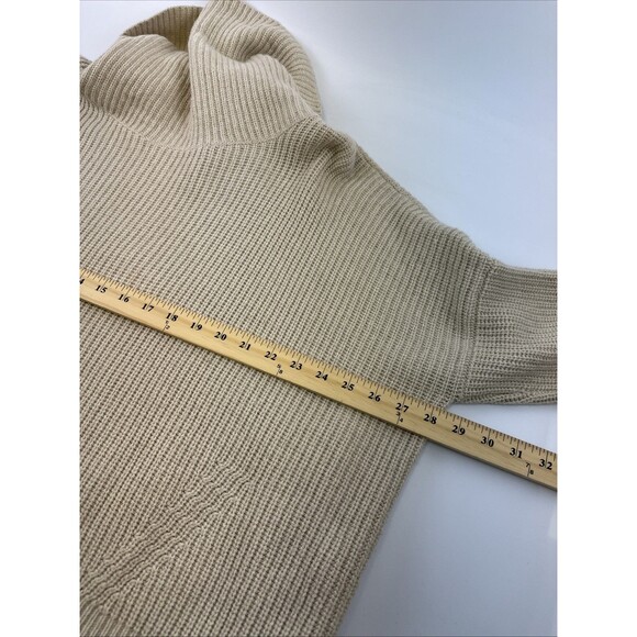 Autumn Cashmere Cowl Neck Sweater Knit Beige Faux Suede Elbow Patch Womens XL - Picture 9 of 11
